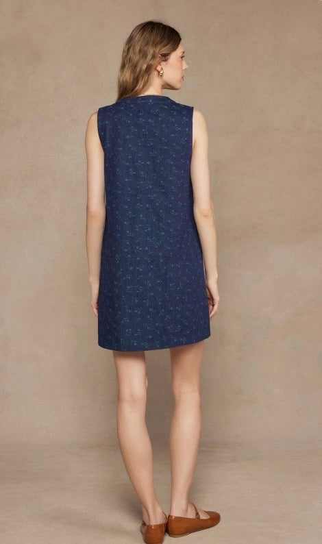 Joy Flower Denim Shift Dress
