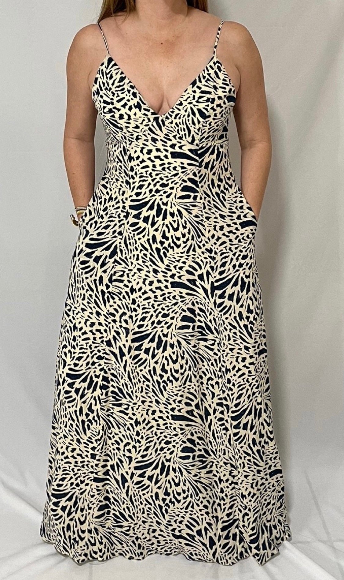 Isabel Navy Printed Maxi Dress