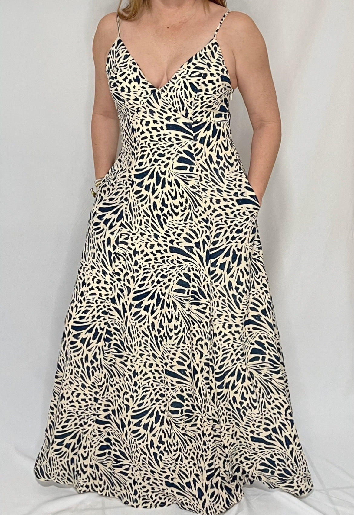 Isabel Navy Printed Maxi Dress