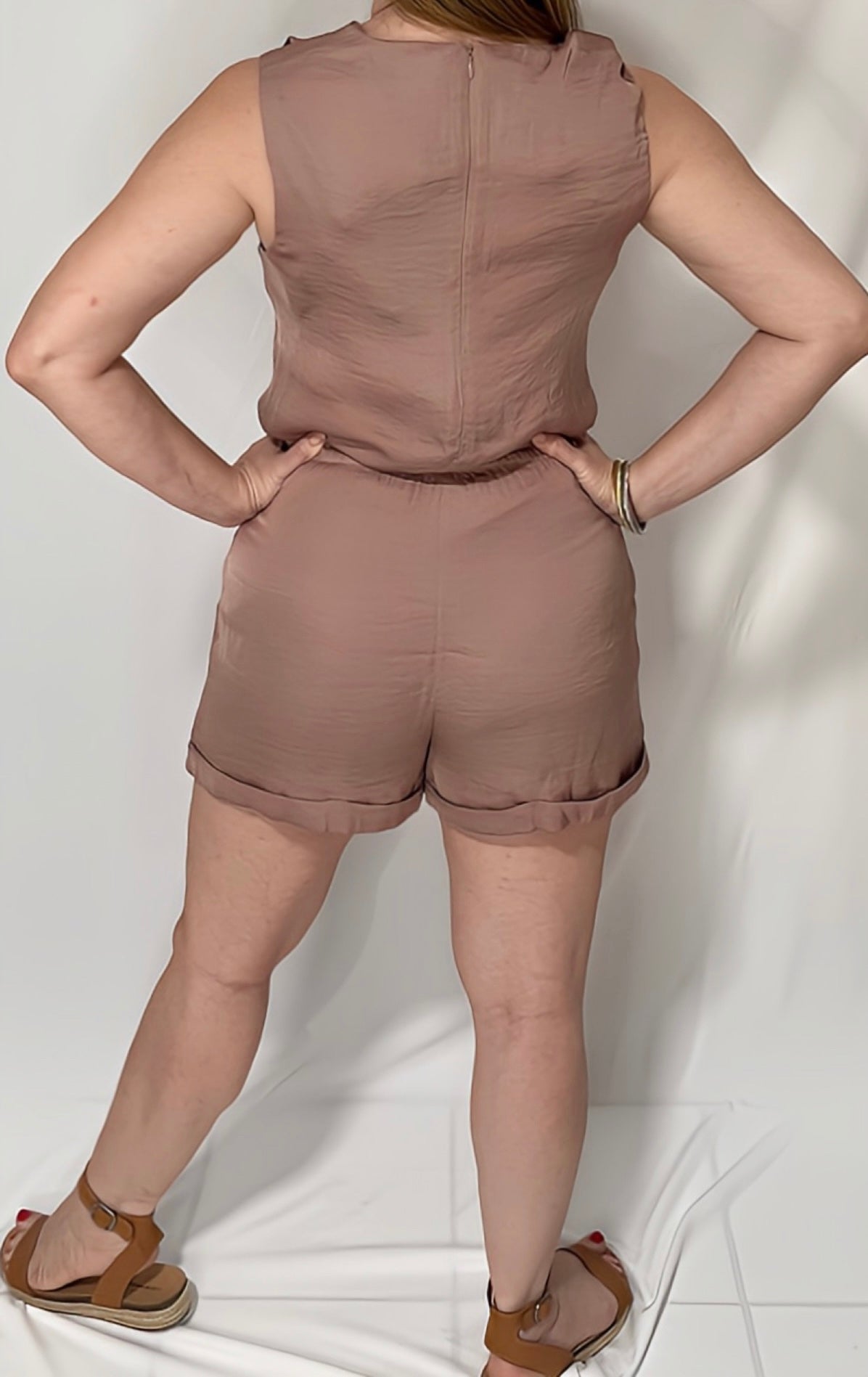 Dalila Mauve Twisted Shoulder Romper