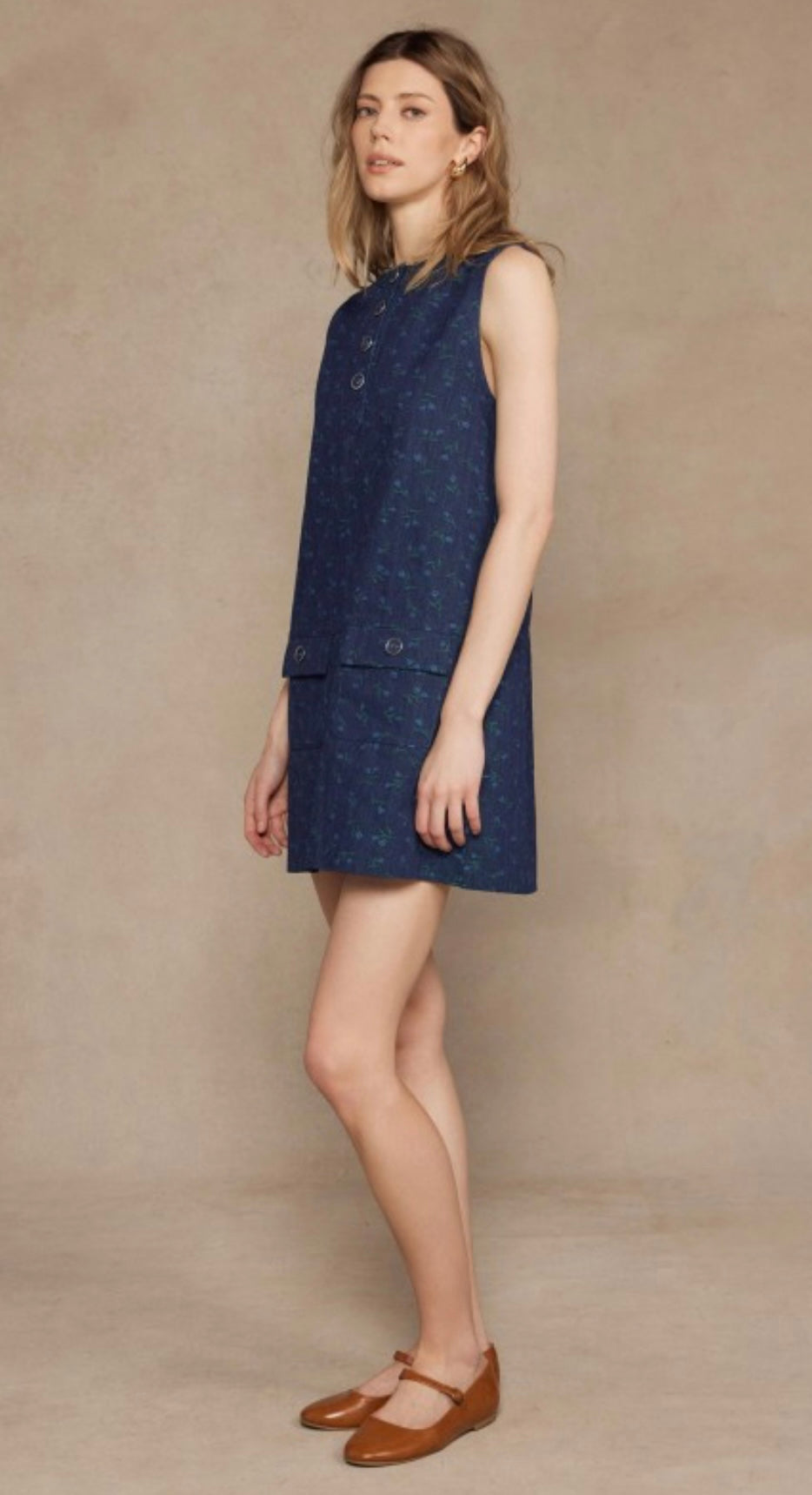 Joy Flower Denim Shift Dress