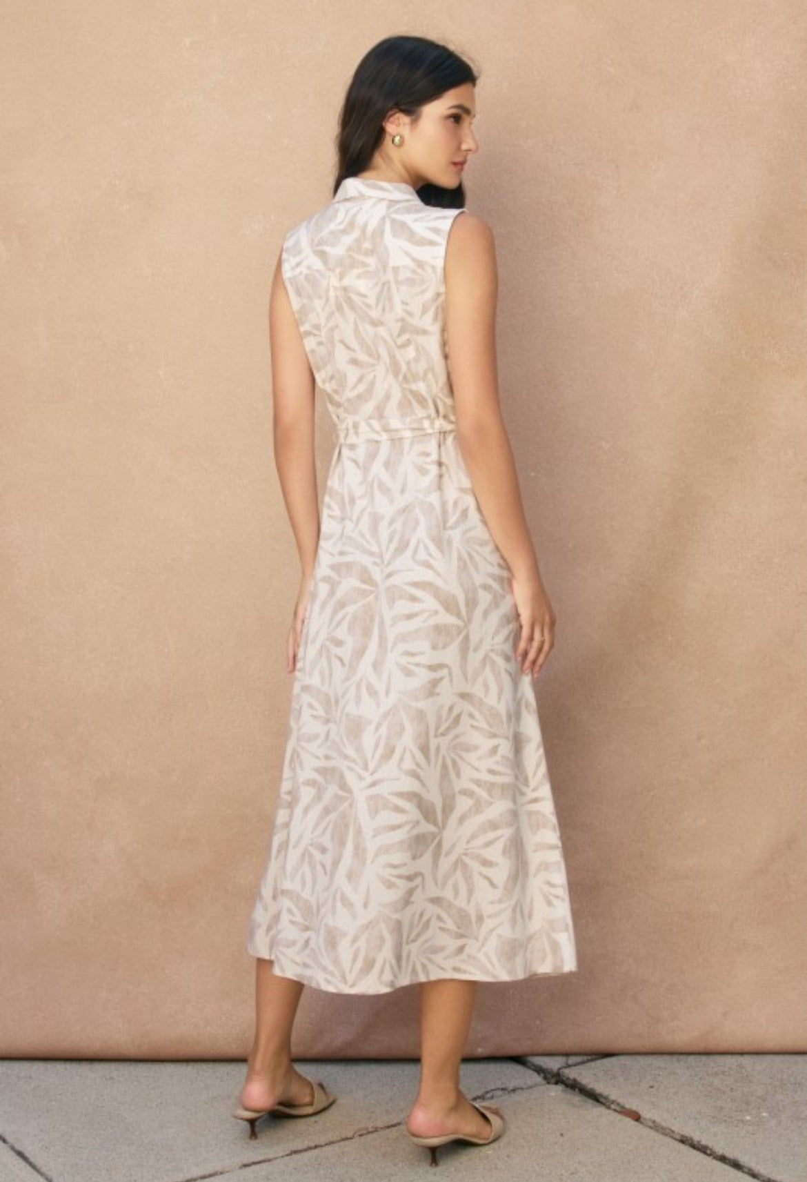 Alexa Sleeveless Linen Shirt Dress