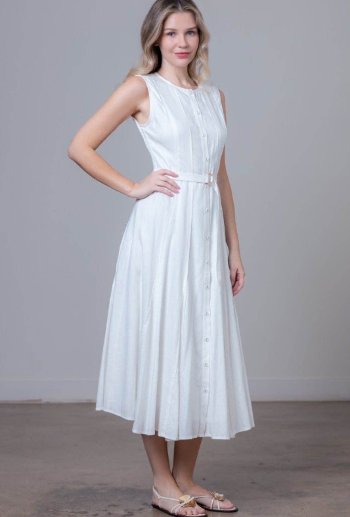 Alice White Linen Midi Dress