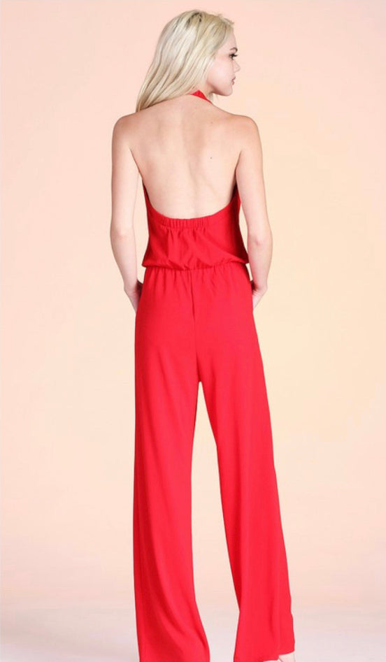 Teresa halter red jumpsuit