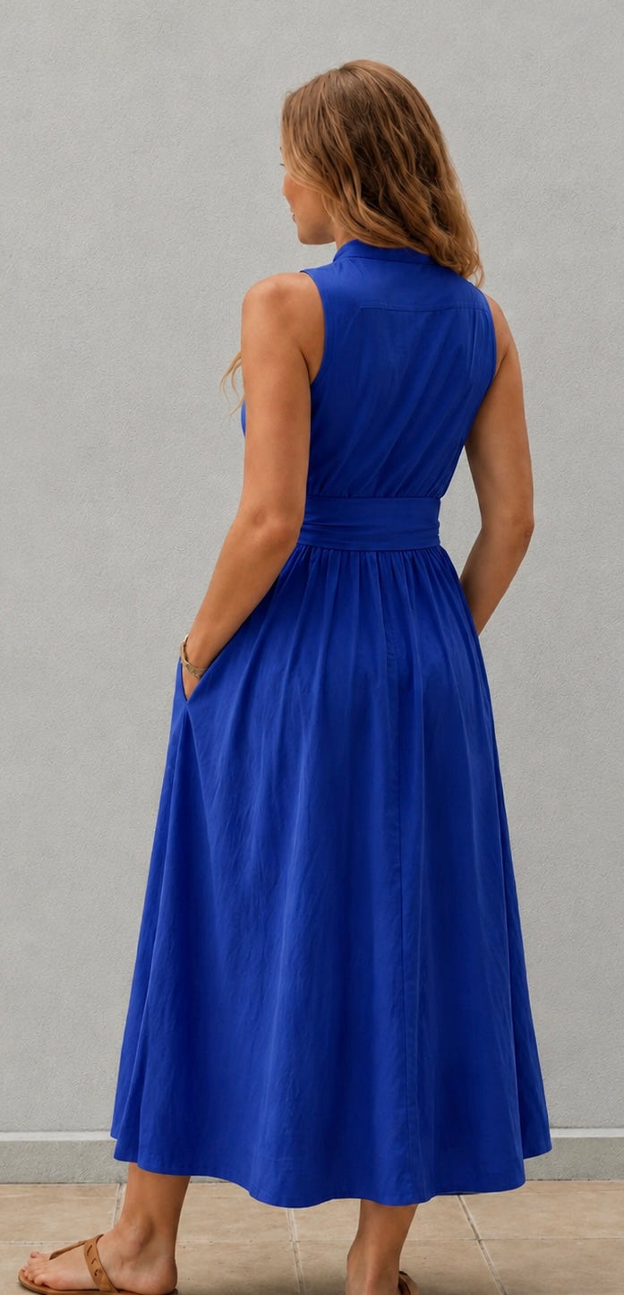 Anamaris Maxi Shirt Dress- Capri Blue
