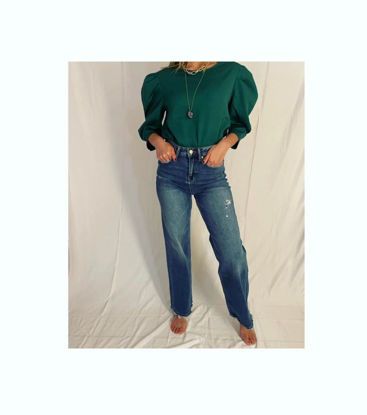 Green Puff Sleeve Top