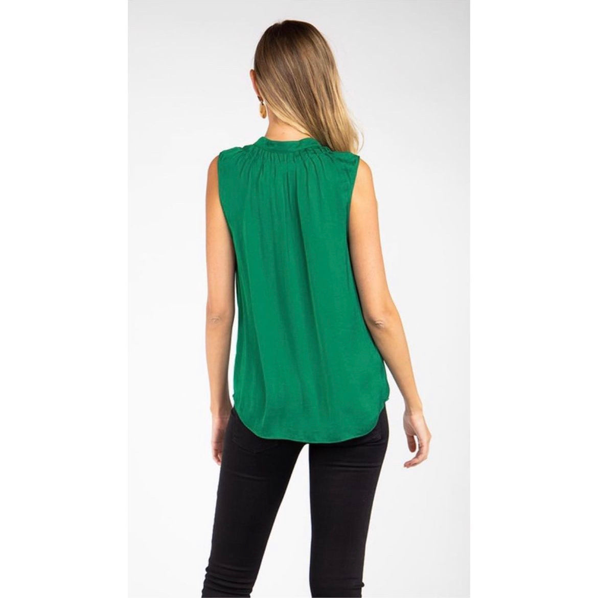 Sleeveless Banded Satin Top