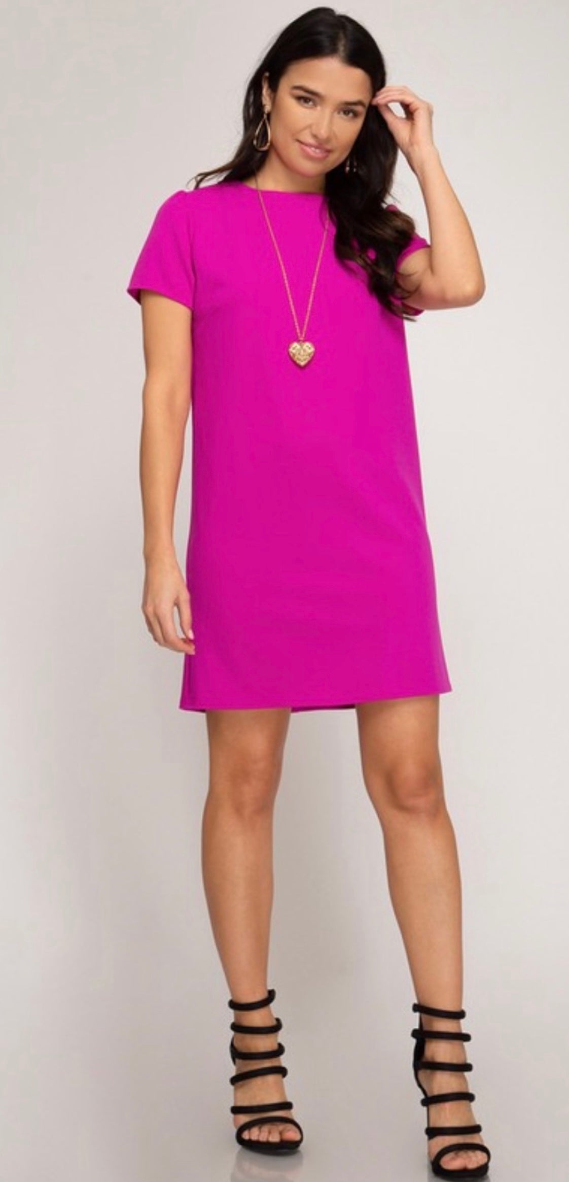 Woven magenta mini dress