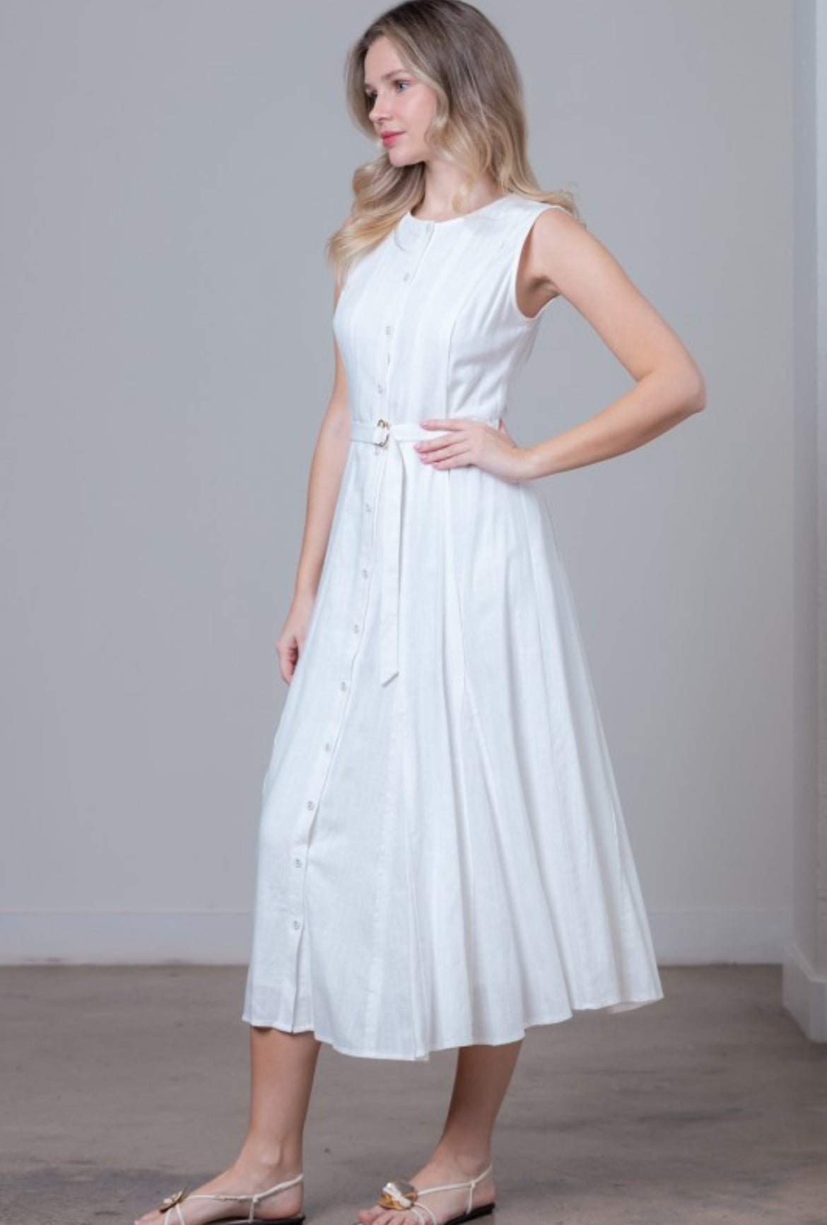 Alice White Linen Midi Dress