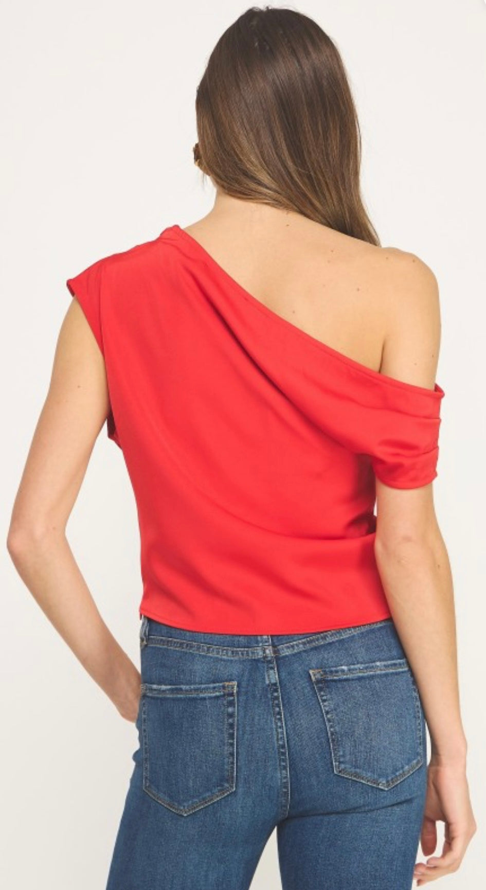 Amanda One Shoulder Red Top