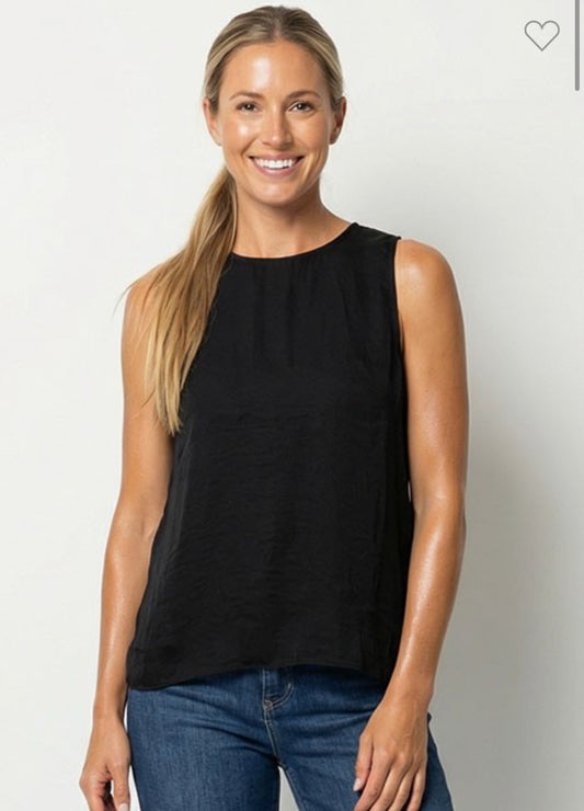 Cristal  Black Satin Top