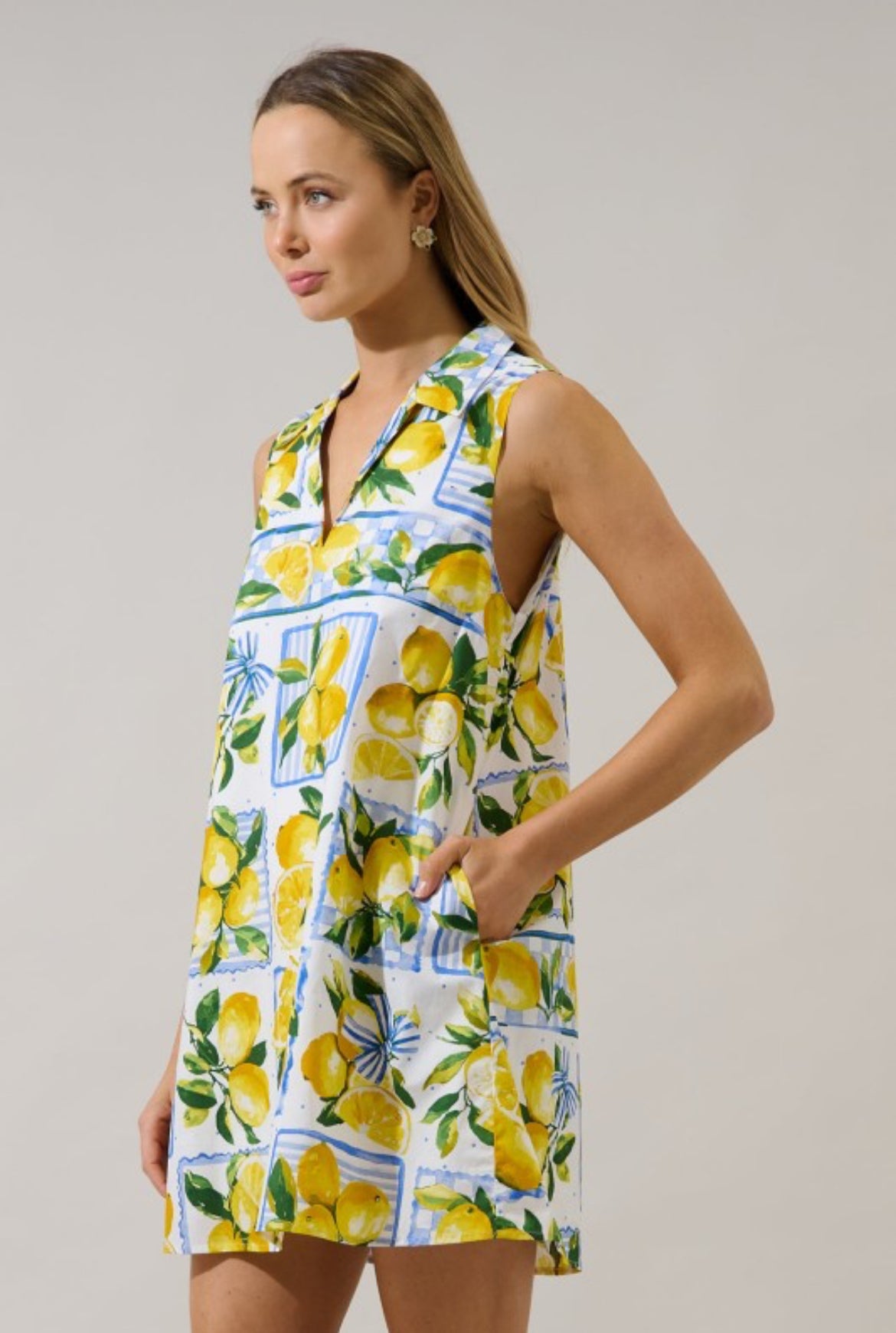 Amalfi Lemon Print Mini Dress