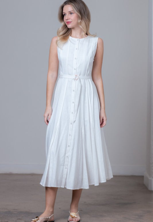 Alice White Linen Midi Dress