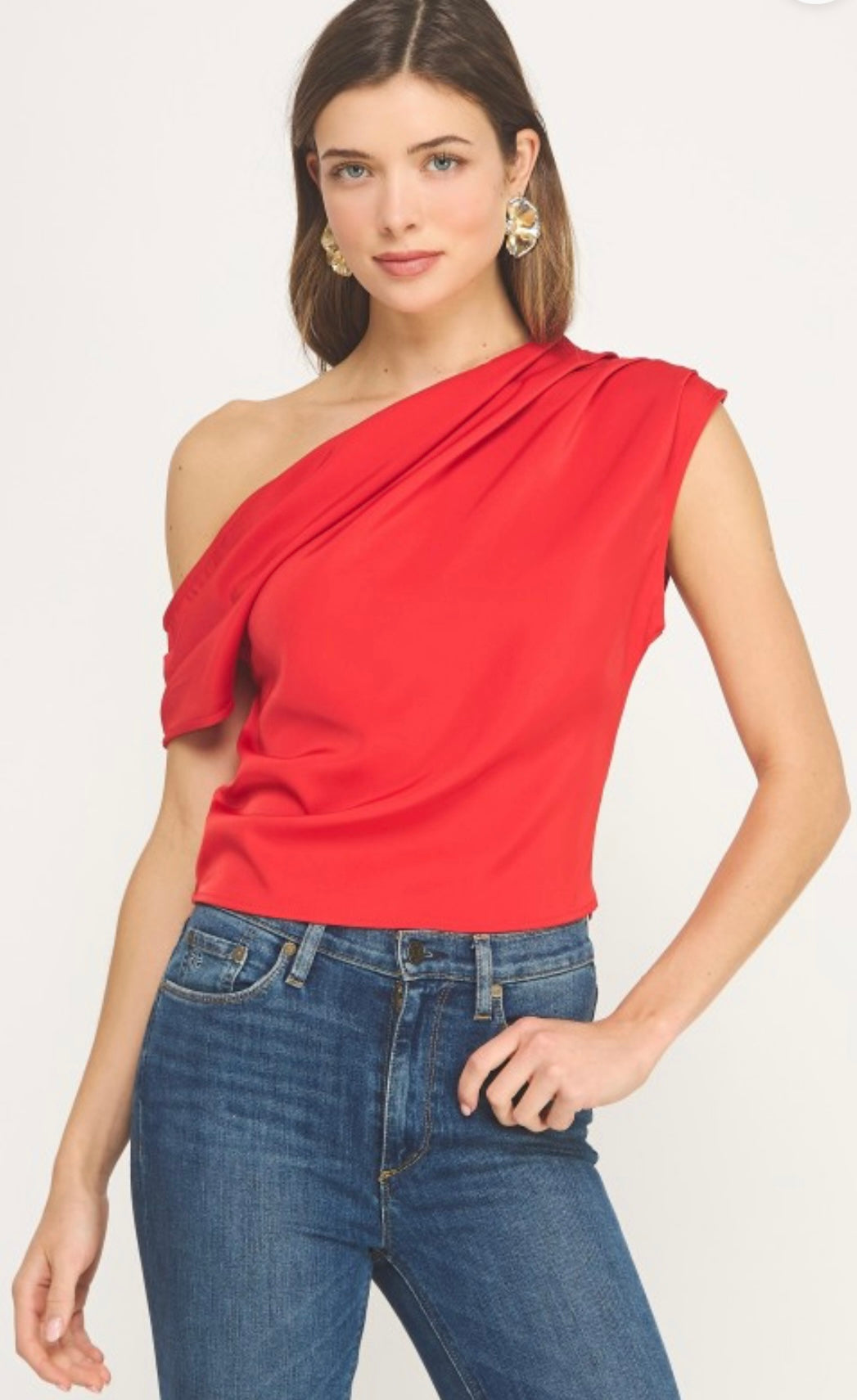 Amanda One Shoulder Red Top