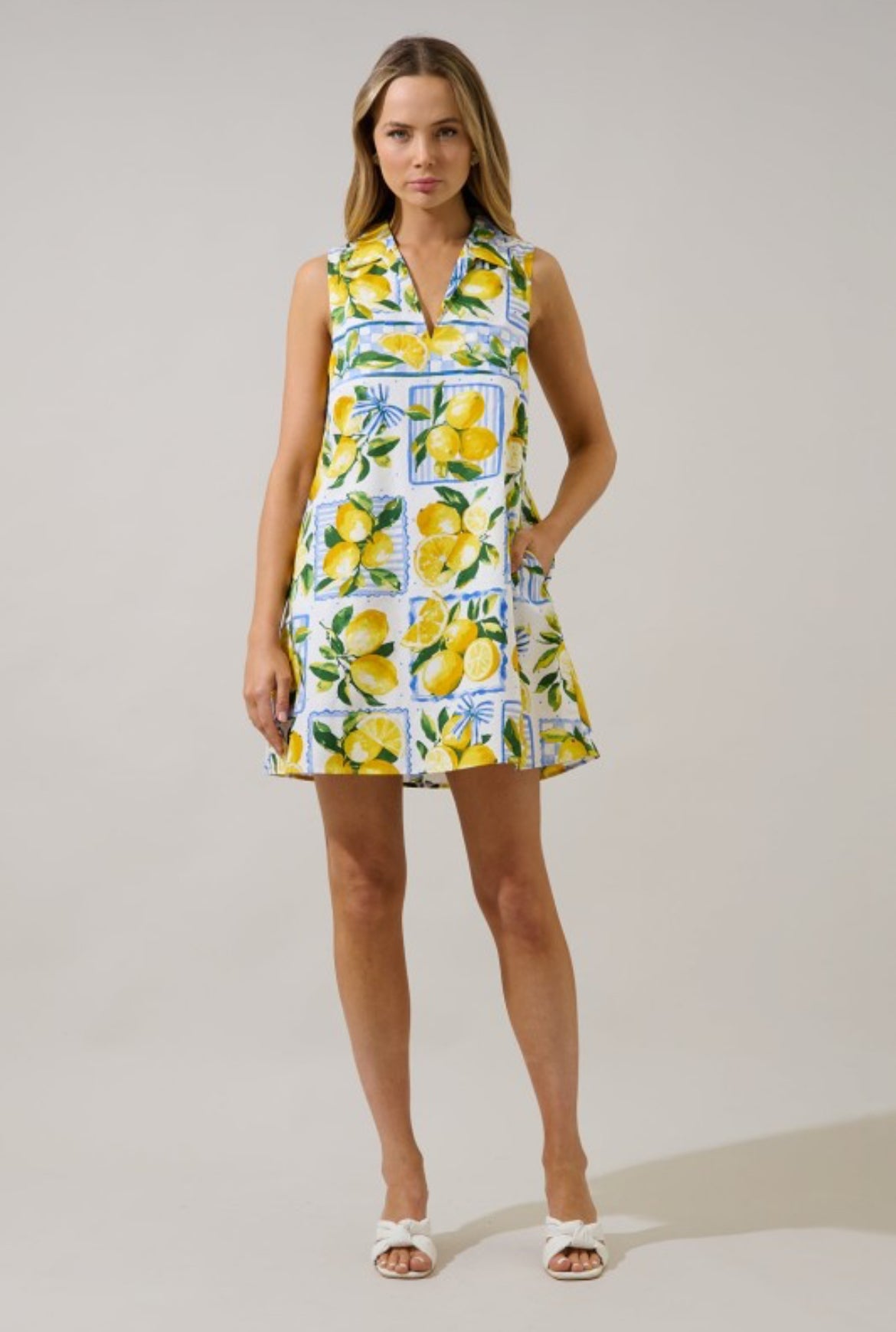 Amalfi Lemon Print Mini Dress