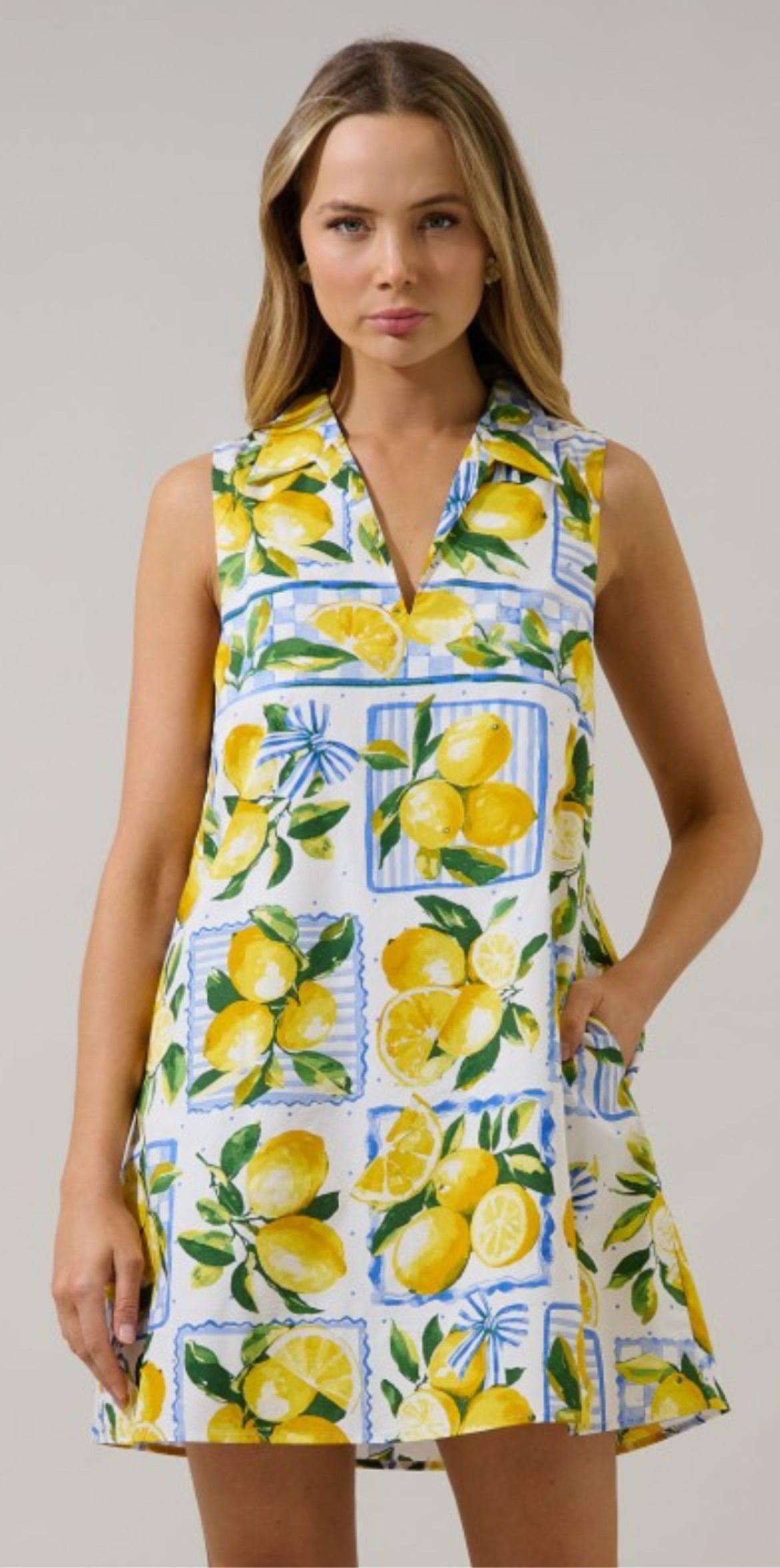Amalfi Lemon Print Mini Dress