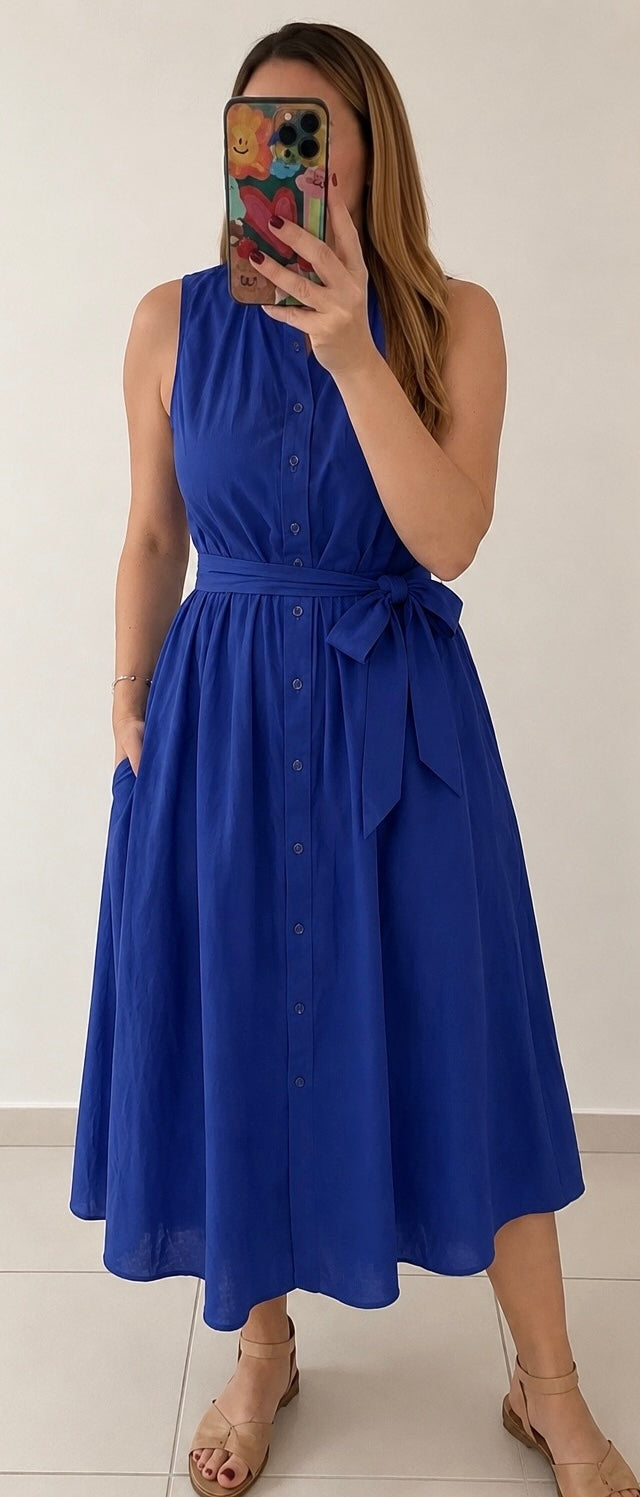 Anamaris Maxi Shirt Dress- Capri Blue